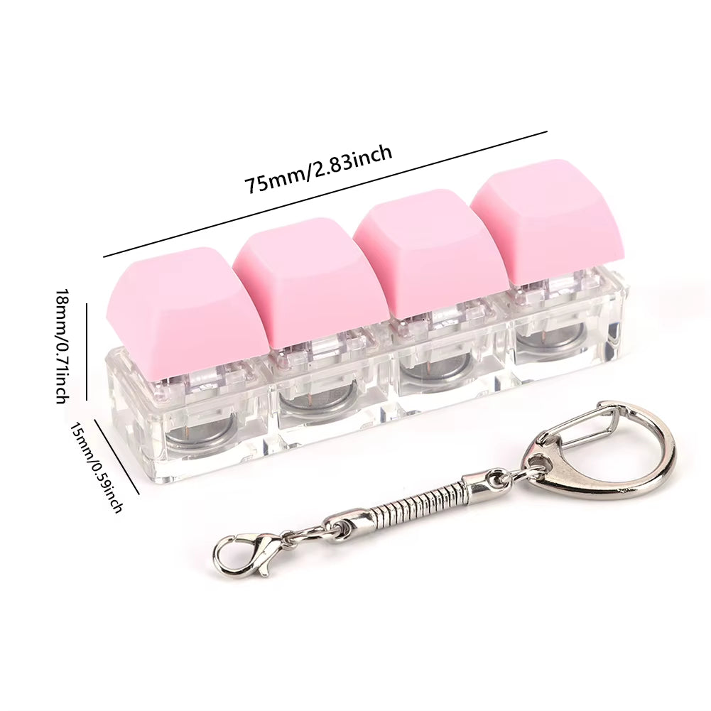 4 Keys Keyboard Fidget Toy Keychain Decompression Toys with LED Light Keyboard Clicker Toy DIY Button Stress Relief for Adult